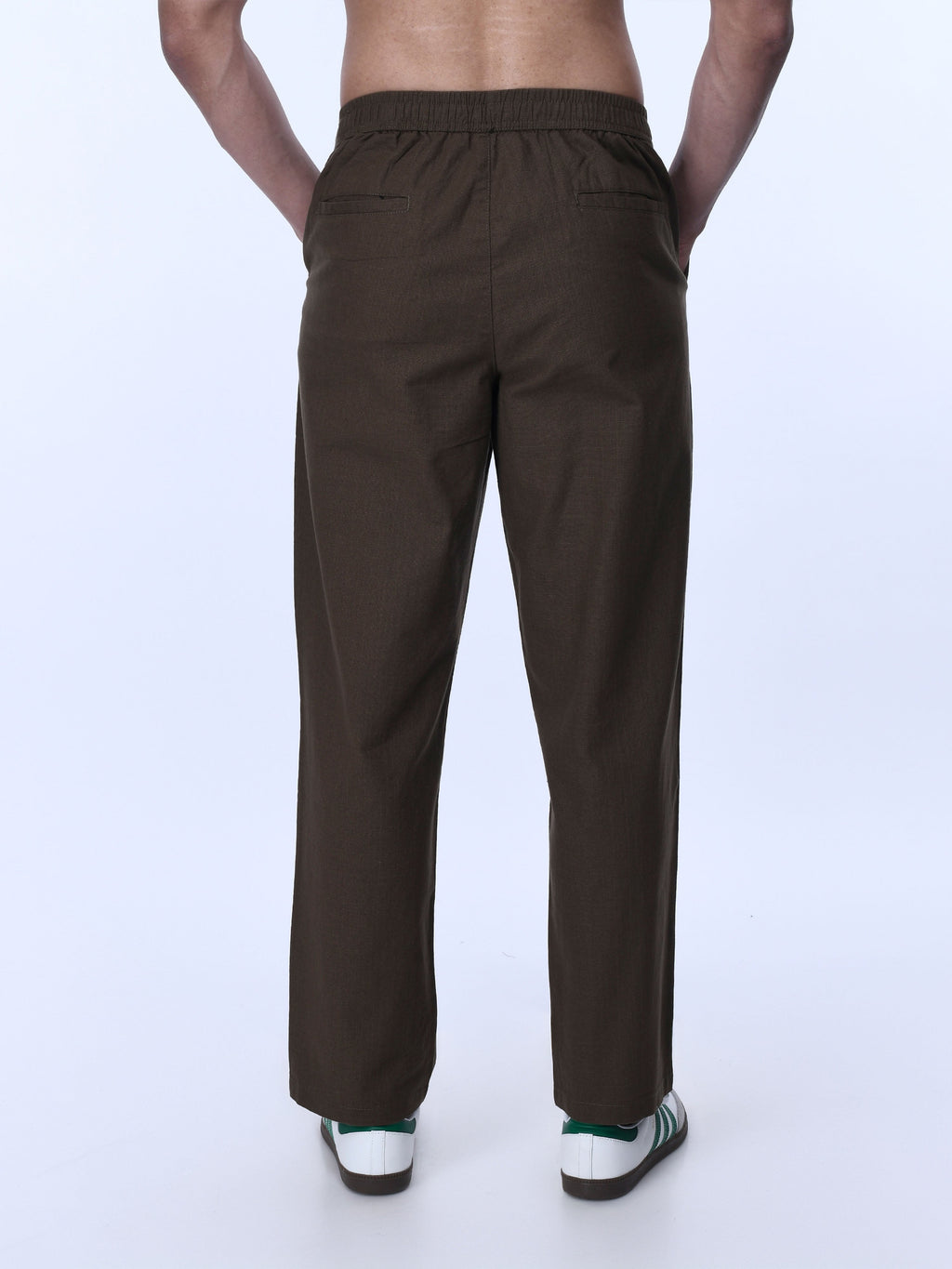 Raw Slub Relaxed Brown Flexiwaist Pants