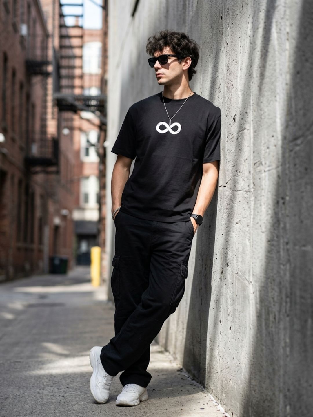 Black Oversized Bio Wash Terry