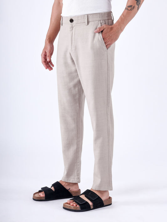 Premium Knitted Tailored Trousers In Cream