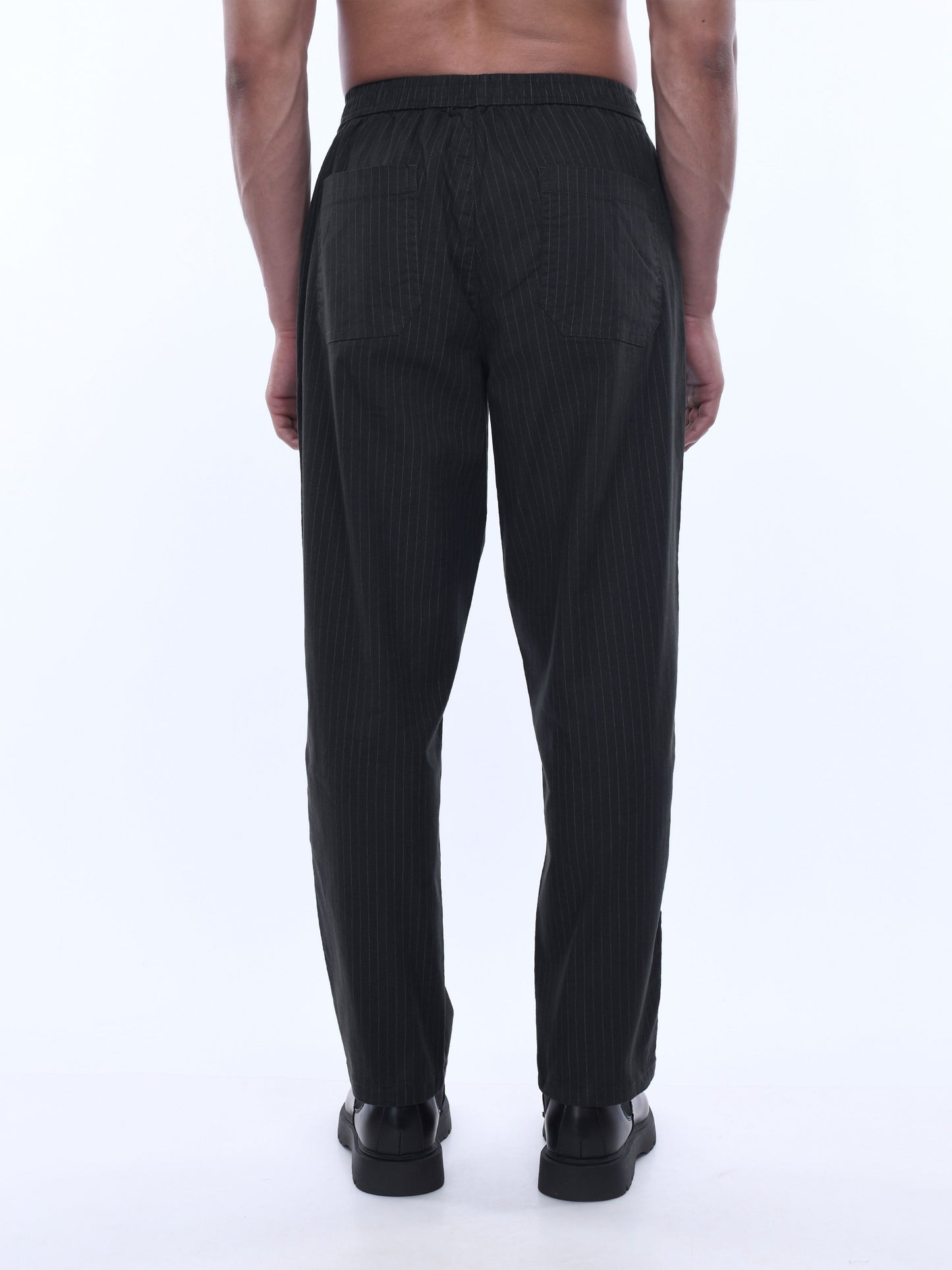 Relaxed Striped Olive Cotton Pants