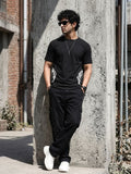 Black Round Neck Bio Wash Single Jersey
