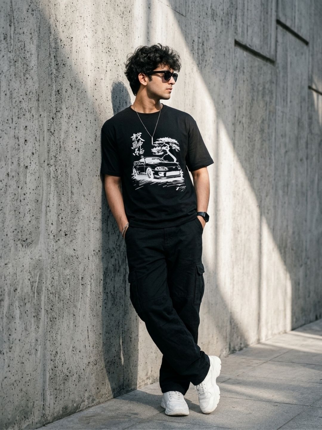 Black Round Neck Bio Wash Single Jersey