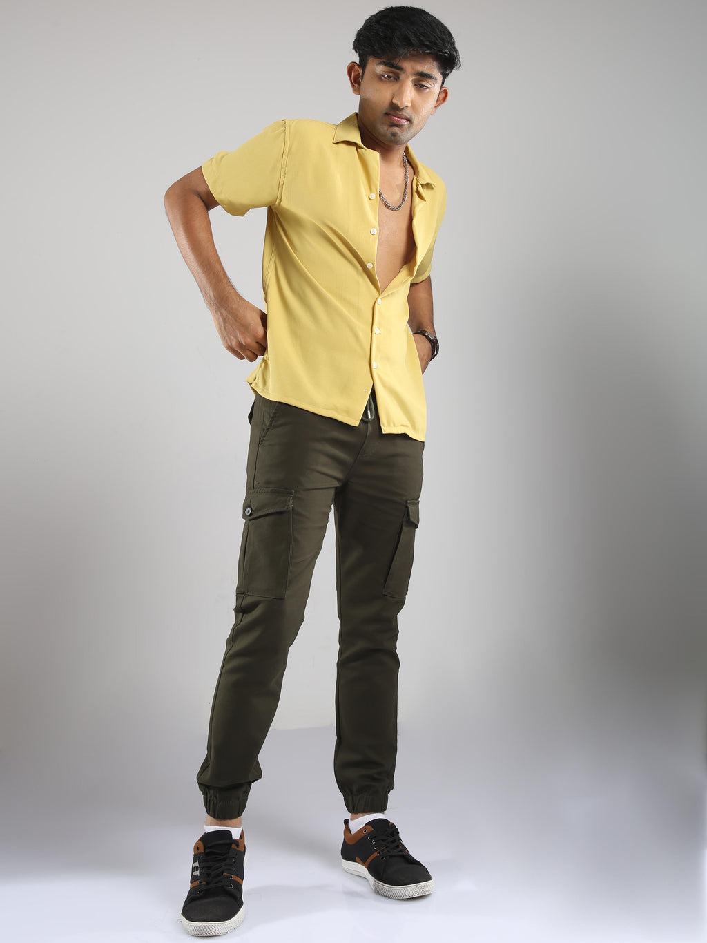Men Hippie Oversized shirt - Mustard