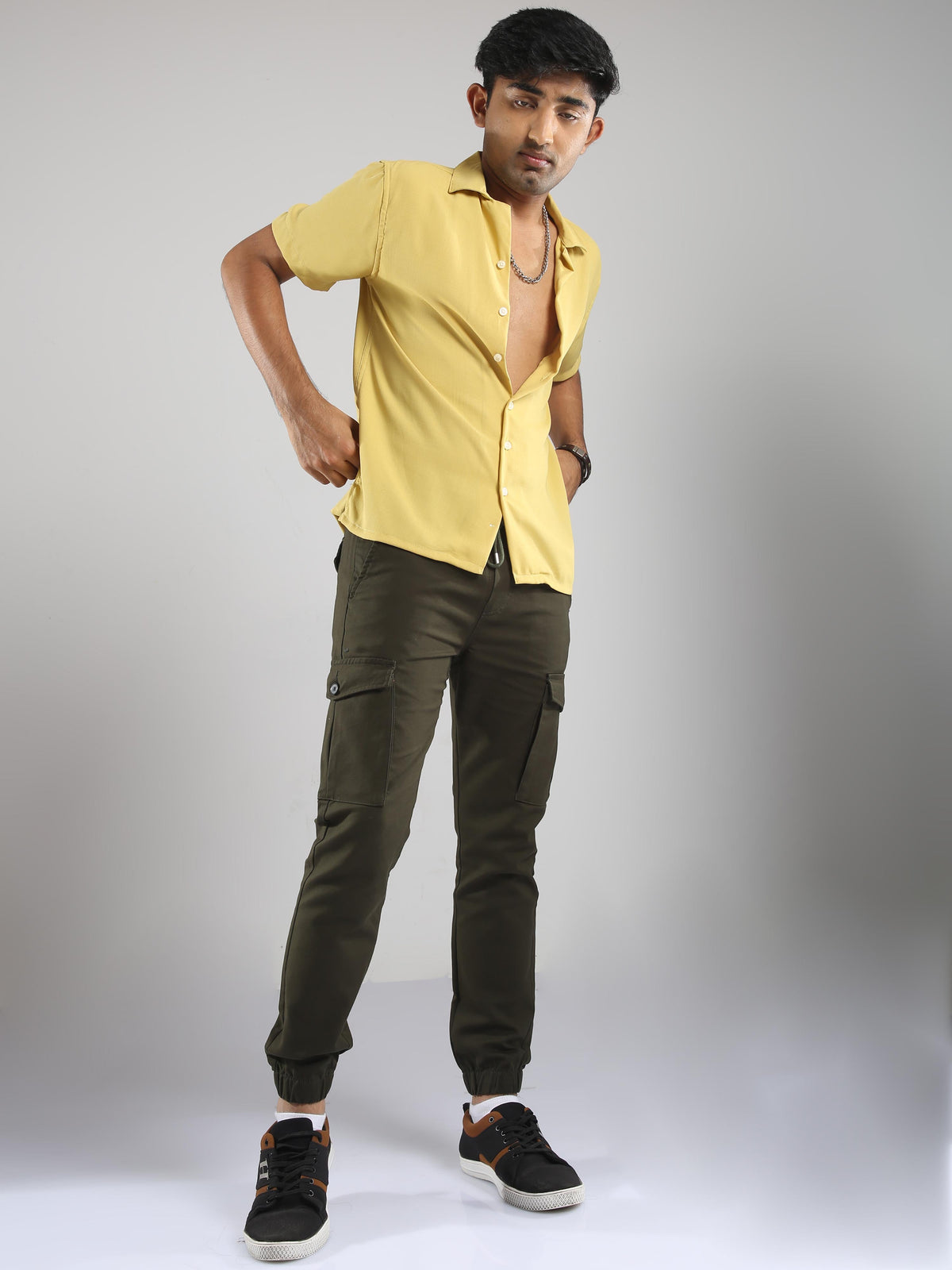 Men Hippie Oversized shirt - Mustard