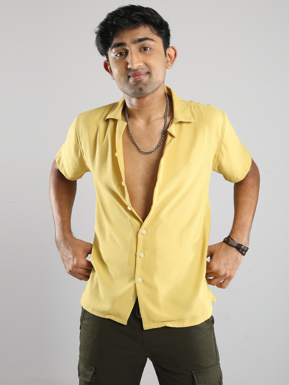 Men Hippie Oversized shirt - Yellow