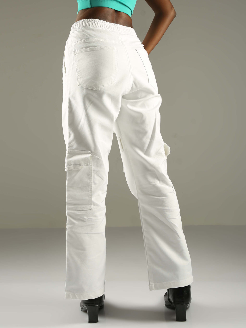 White Baggy Cargo Pants Womens