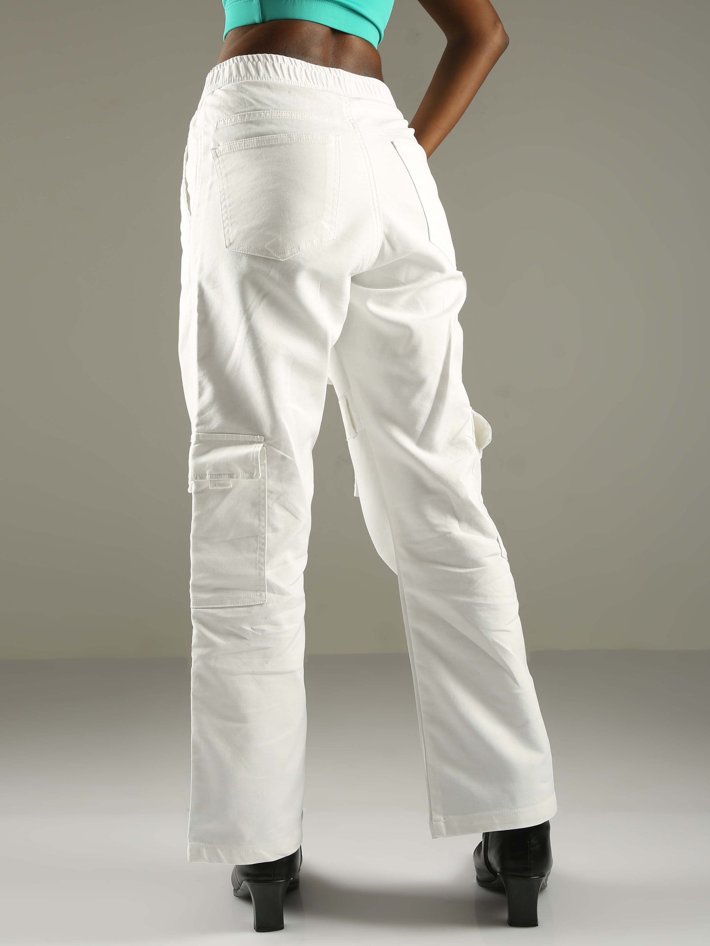 White Baggy Cargo Pants Womens