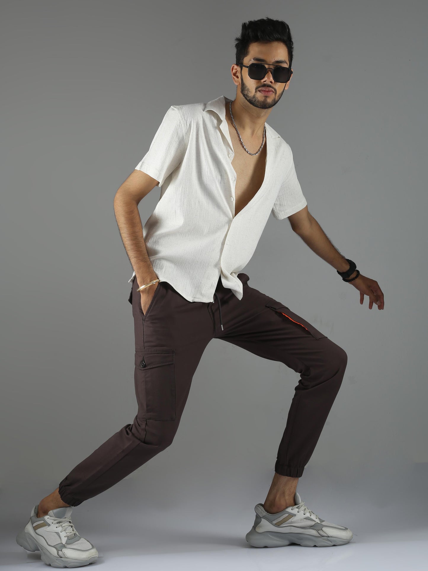 Men Natural Stretch Shirt - Cream