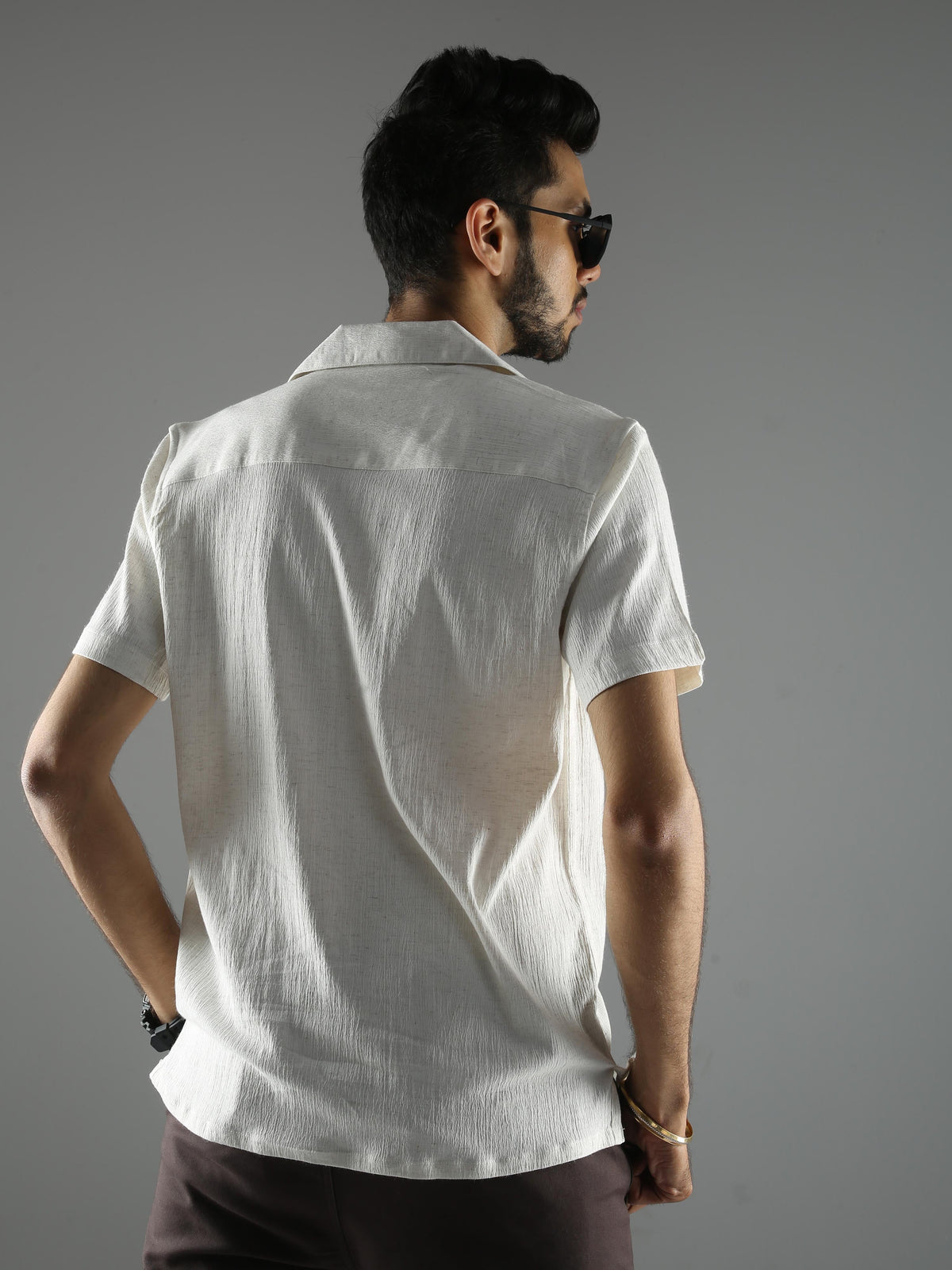 Men Natural Stretch Shirt - Cream