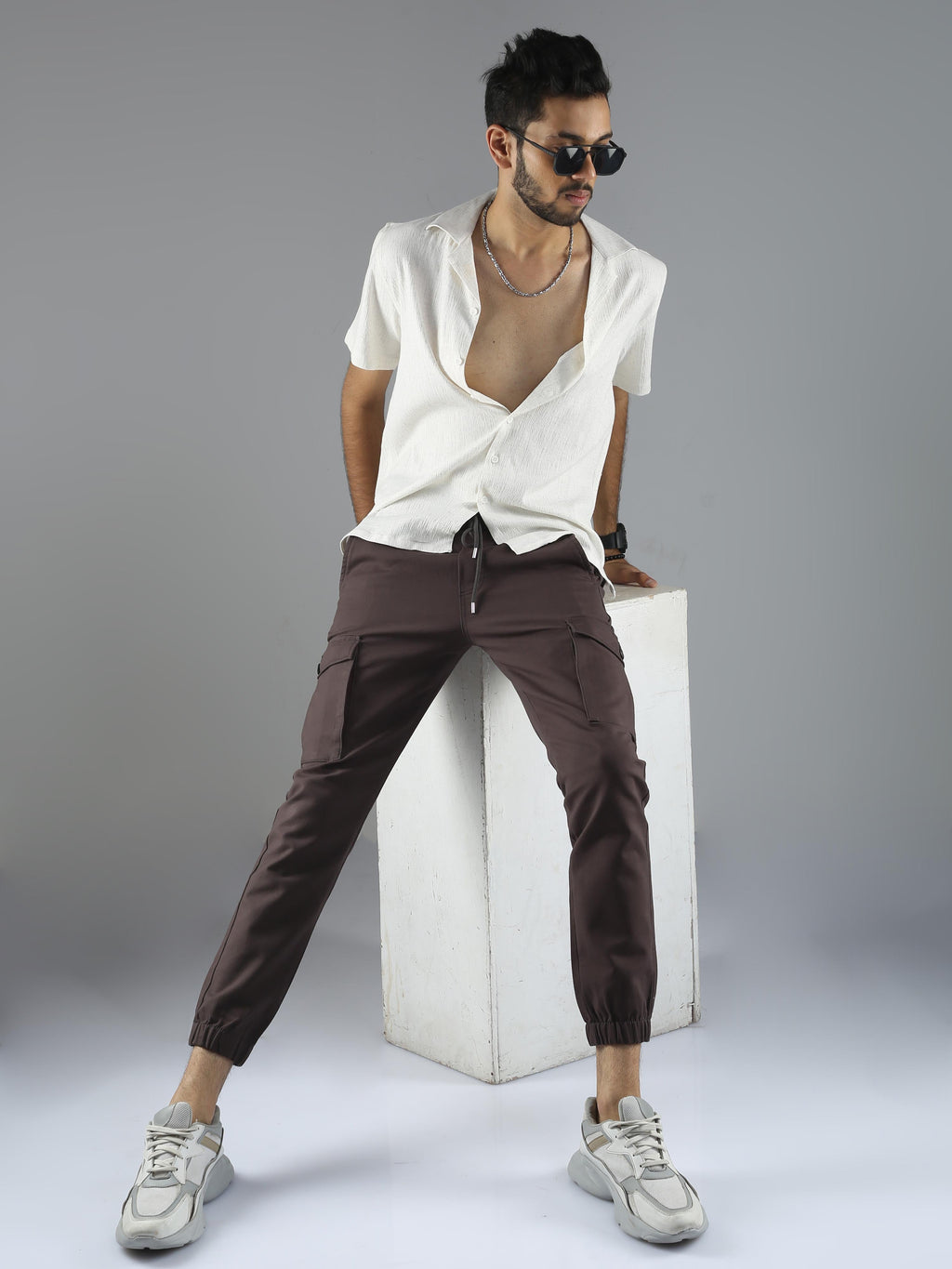 Men Natural Stretch Shirt - Cream