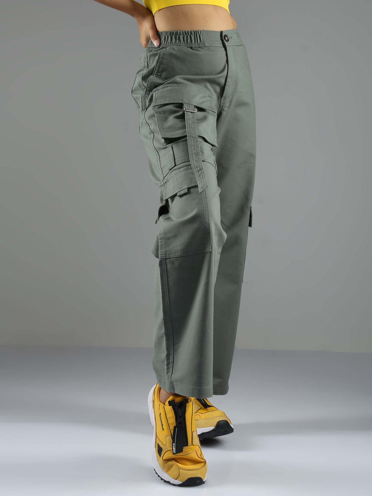 Olive Green Baggy Cargo Pants Womens