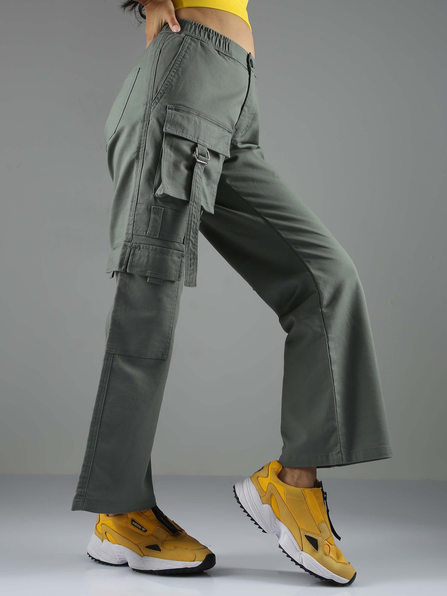 Olive Green Baggy Cargo Pants Womens