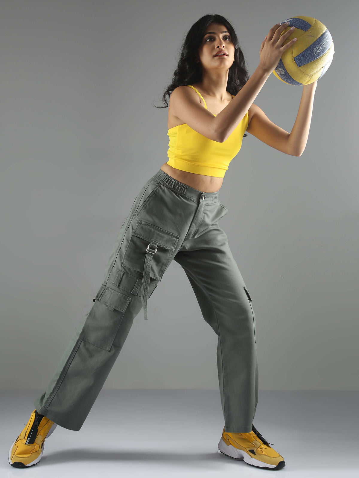 Olive Green Baggy Cargo Pants Womens