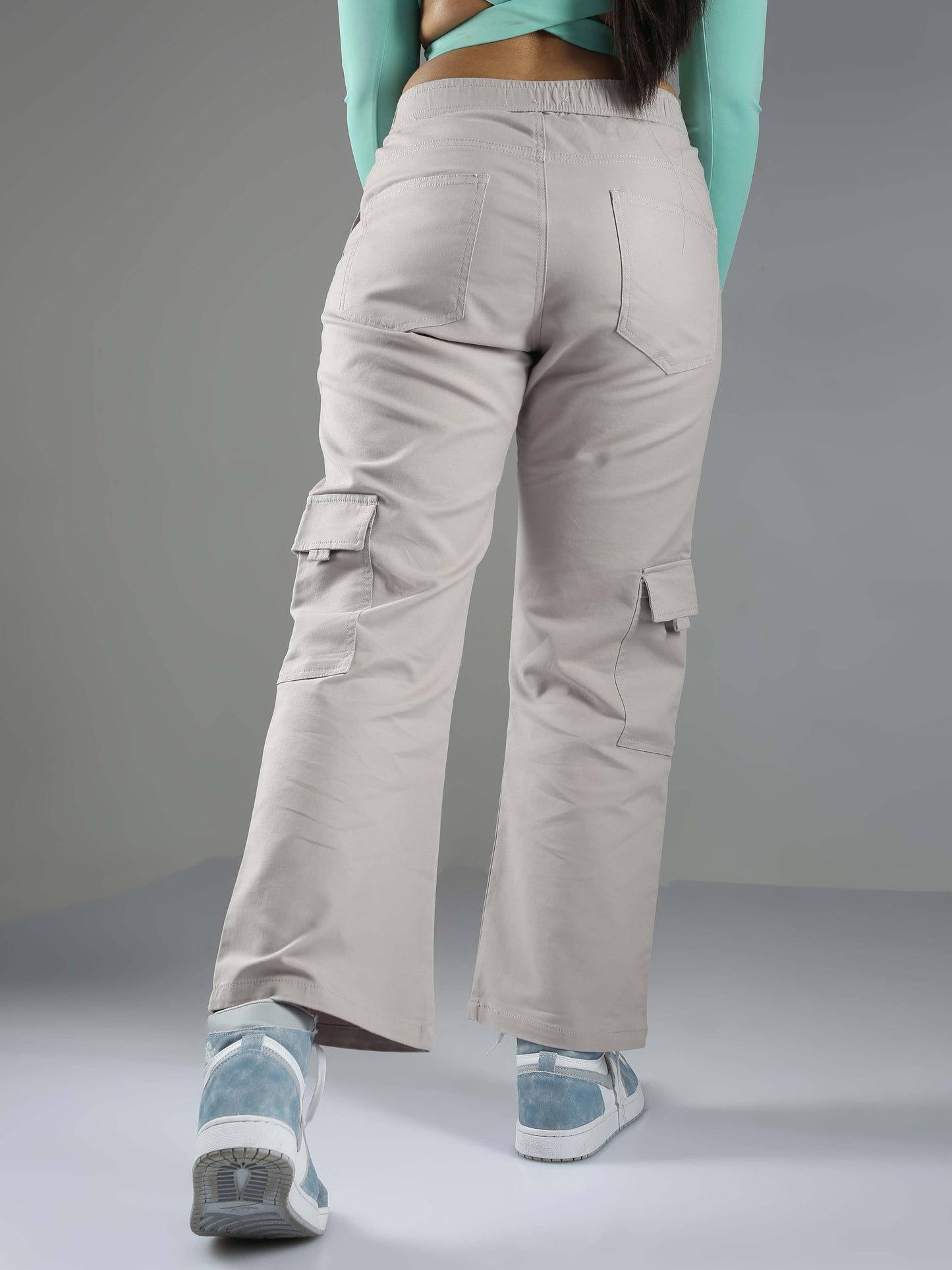 Ligth Grey Baggy Cargo Pants Womens