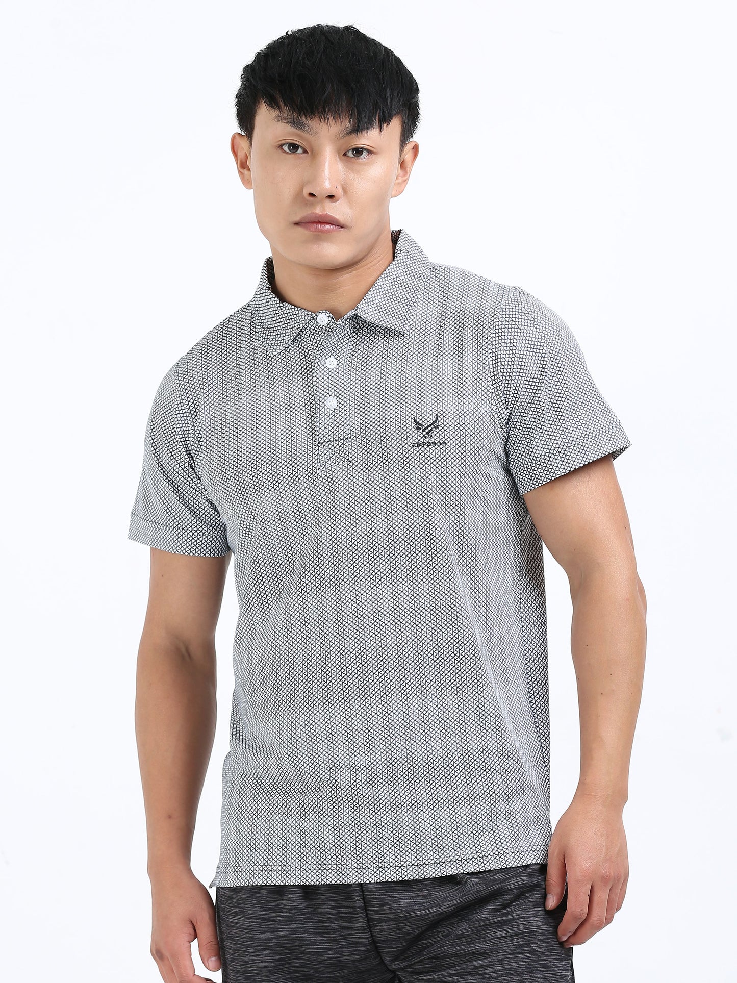 Men’s Metallic Arrow Textured Polo T-Shirt
