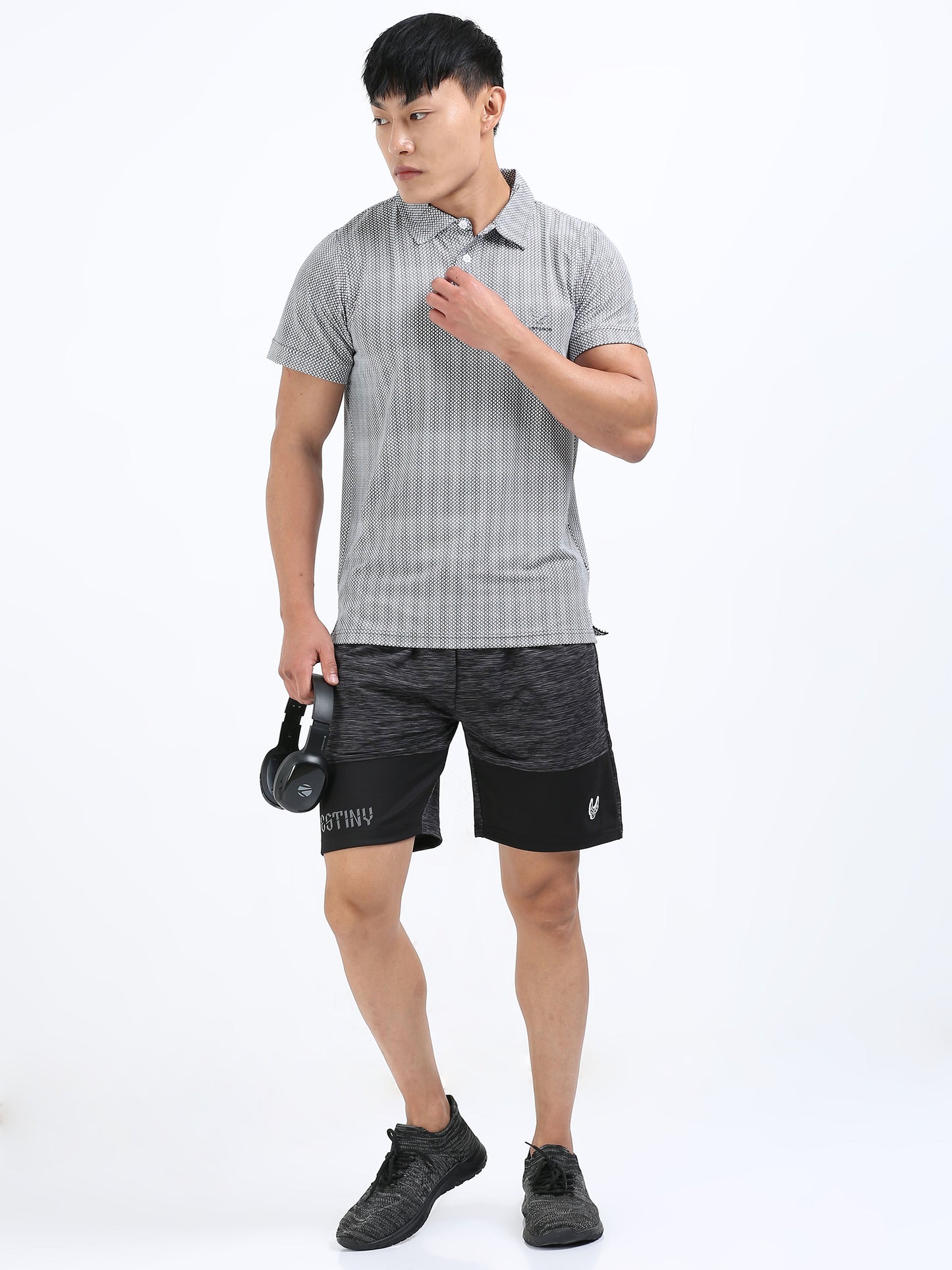 Men’s Metallic Arrow Textured Polo T-Shirt