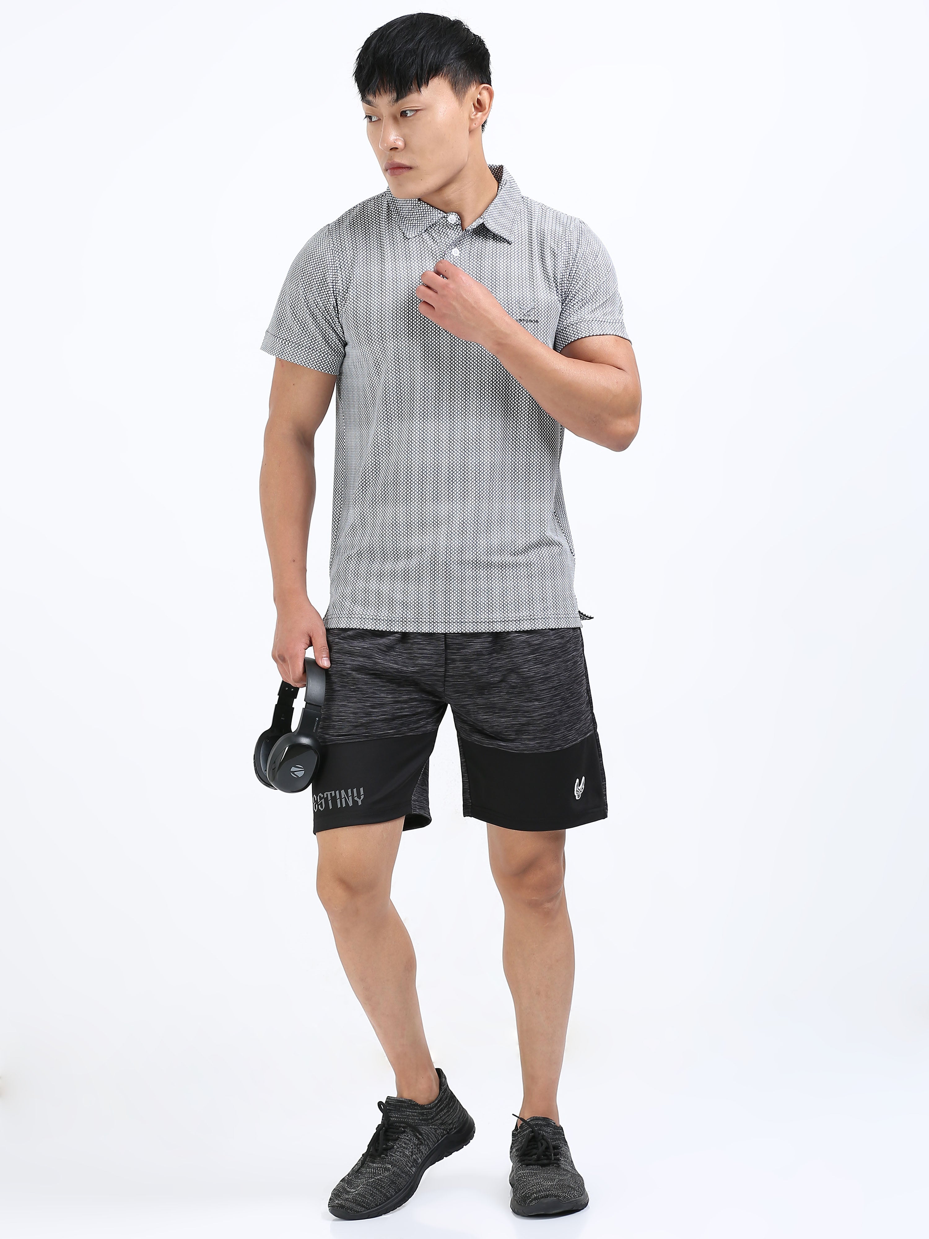 Men’s Metallic Arrow Textured Polo T-Shirt