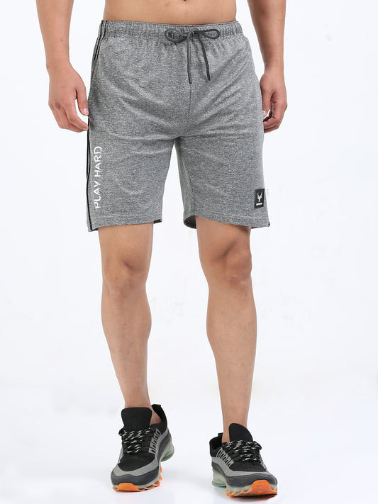 Men’s Grey Knit Active Shorts with Side Branding