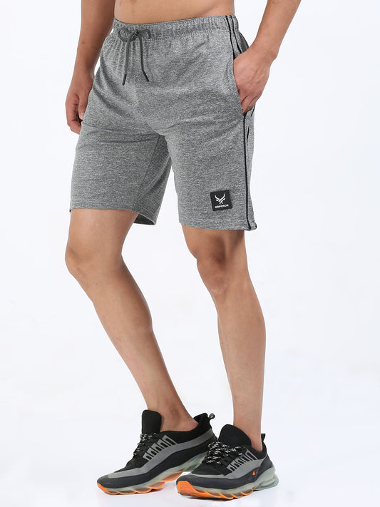 Men’s Grey Knit Active Shorts with Side Branding