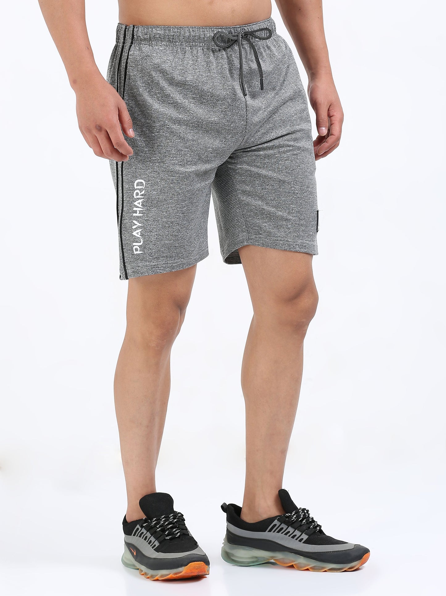 Men’s Grey Knit Active Shorts with Side Branding