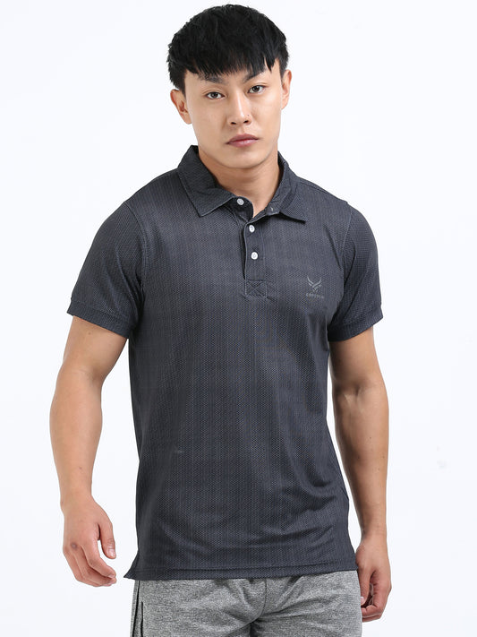 Men’s Starless Night Textured Polo T-Shirt – Smart Casual Wear