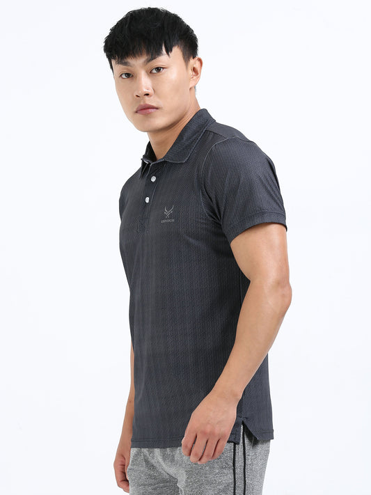 Men’s Starless Night Textured Polo T-Shirt – Smart Casual Wear