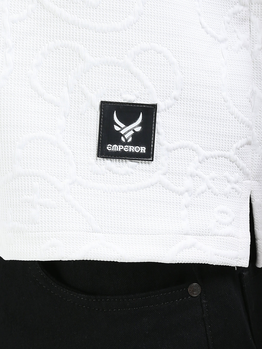 Men’s Waffle White Cuban Collar Casual Shirt – Relaxed Fit