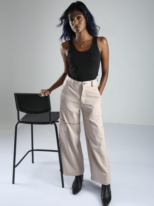 Women Flare Pants-Cream