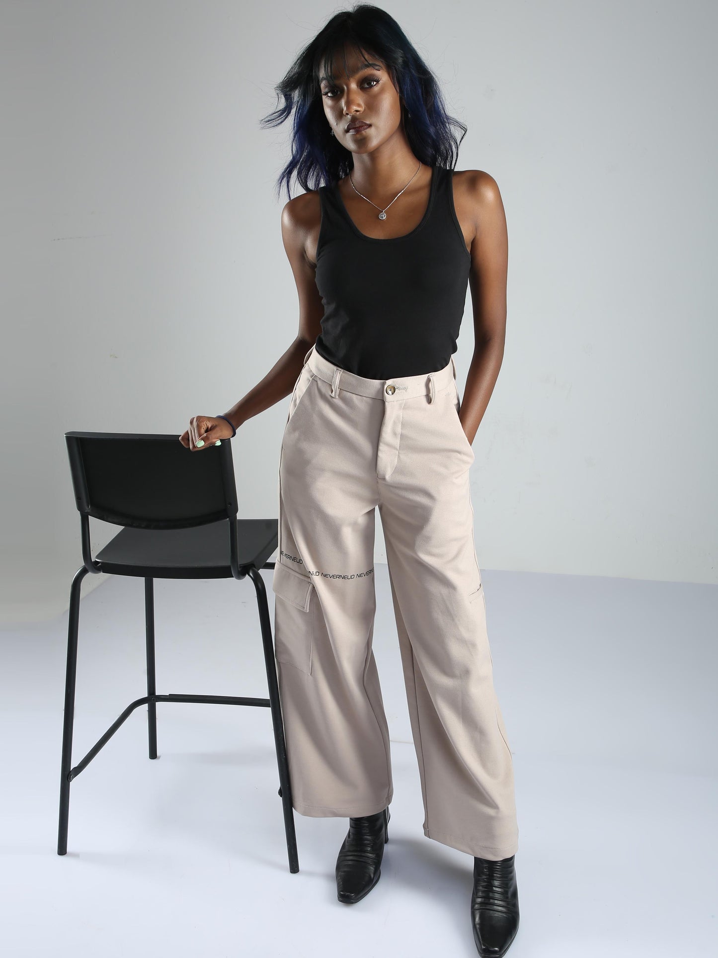 Women Flare Pants-Cream