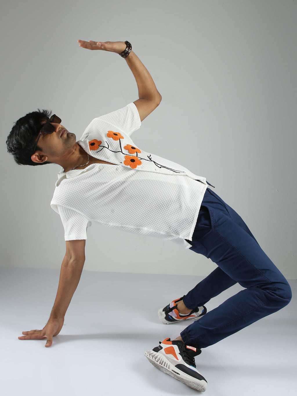 Men Sunflower Baggy Shirt - White