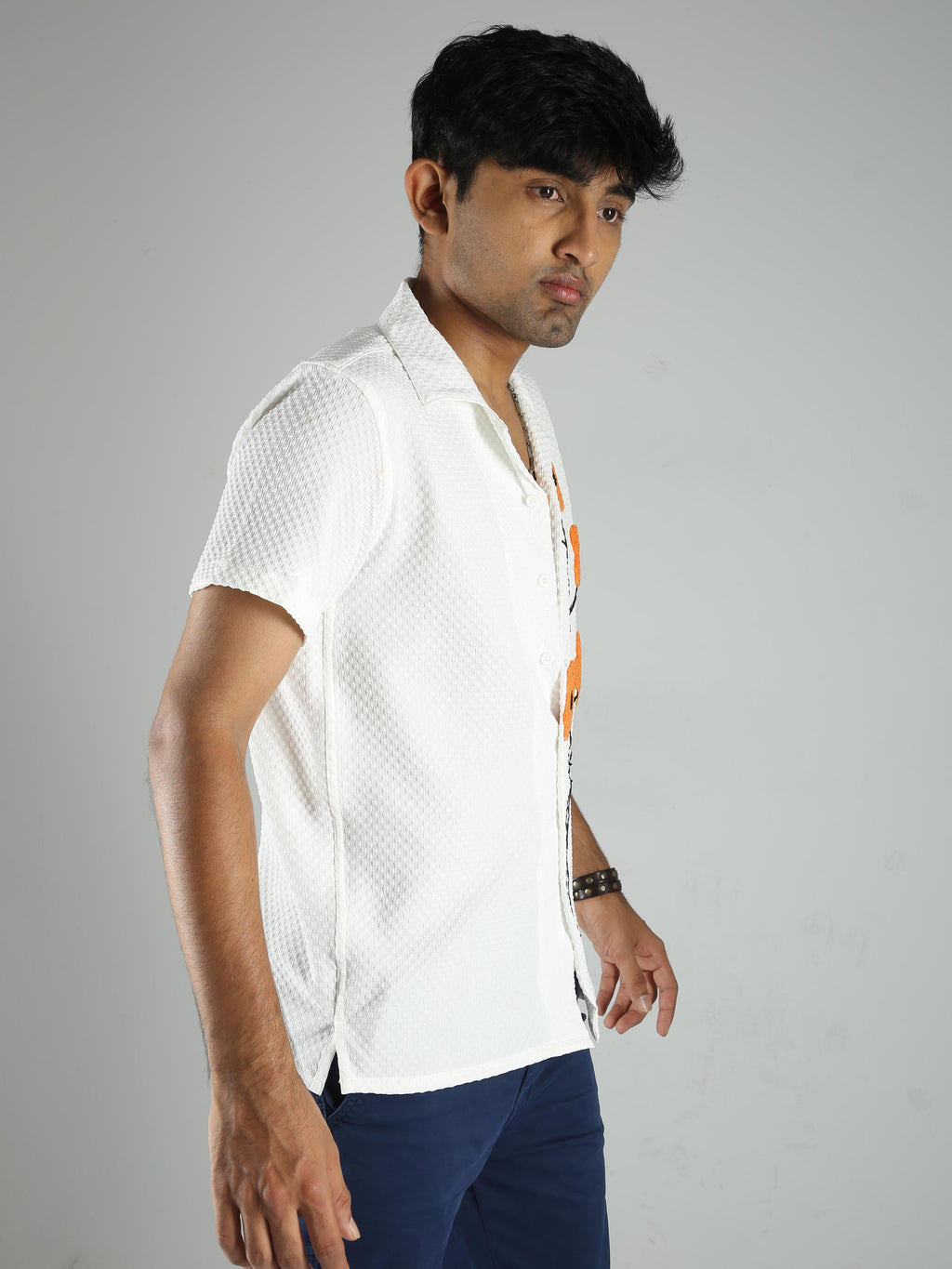 Men Sunflower Baggy Shirt - White