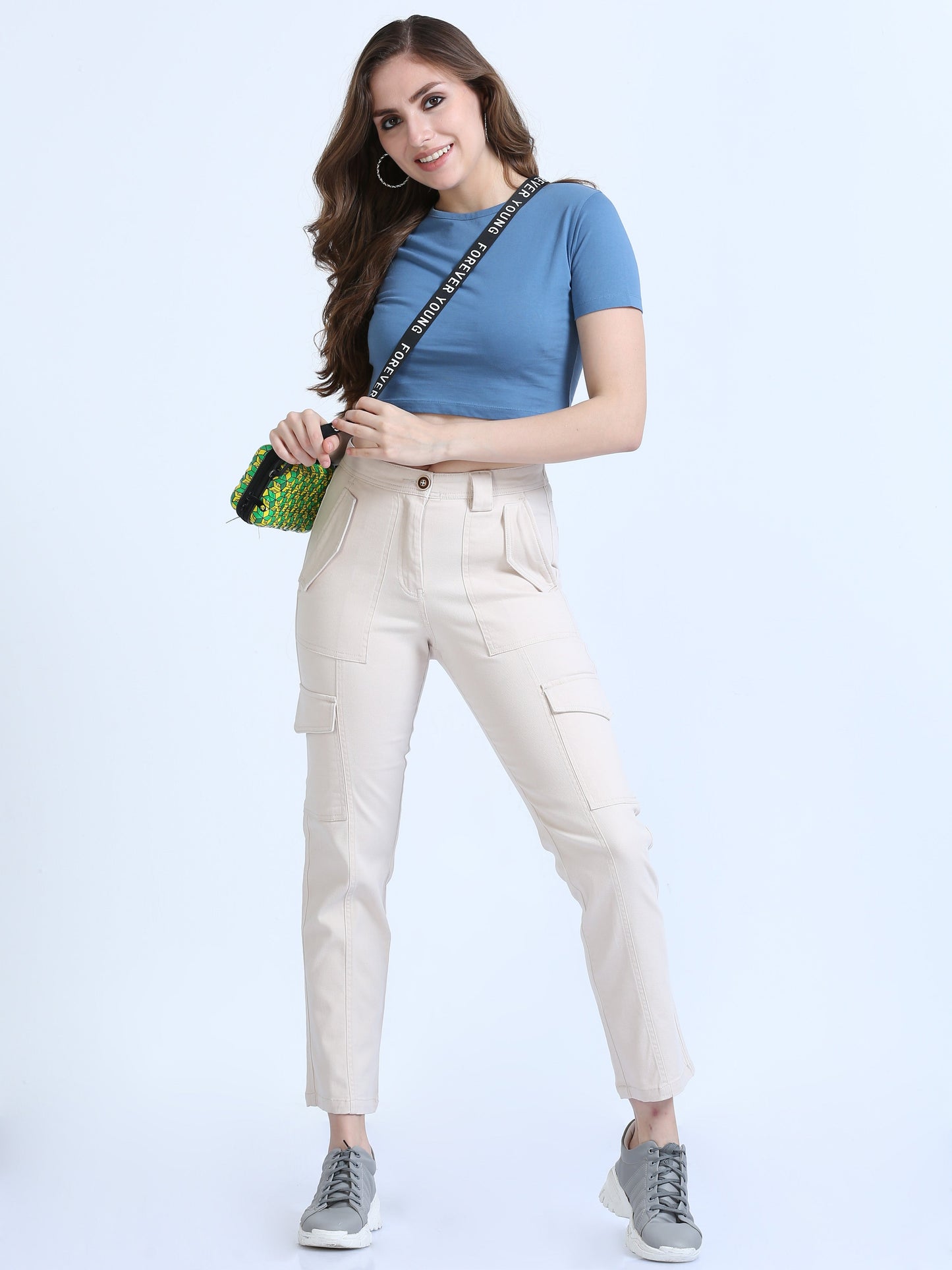 Women Bolsillo Cargo-Cream