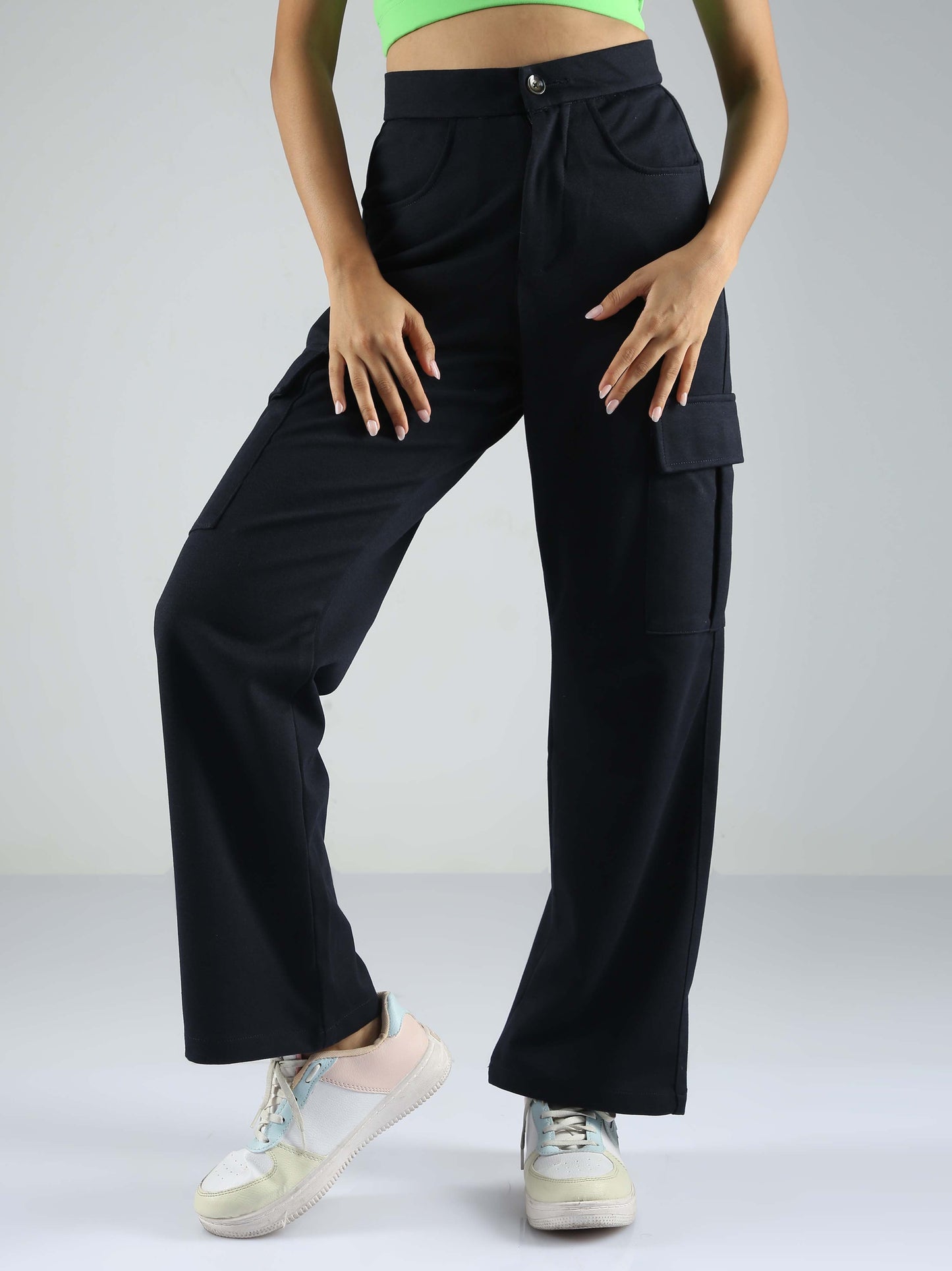 Women Straight Pant-Navy