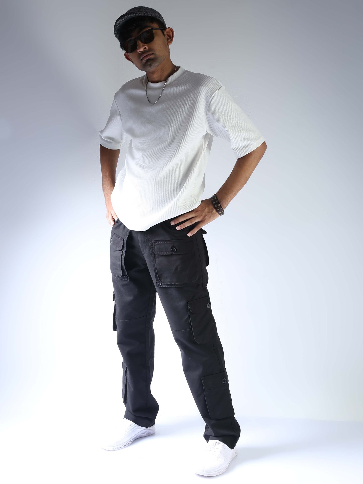 Men Black Hip Hop Baggy Cargo