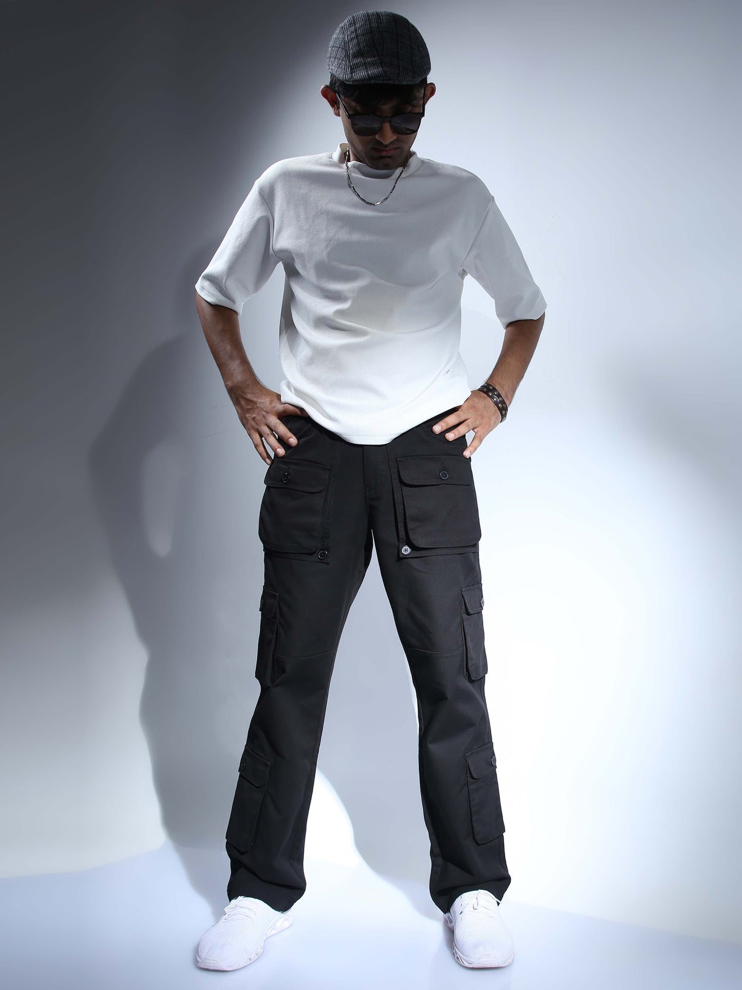 Men Black Hip Hop Baggy Cargo
