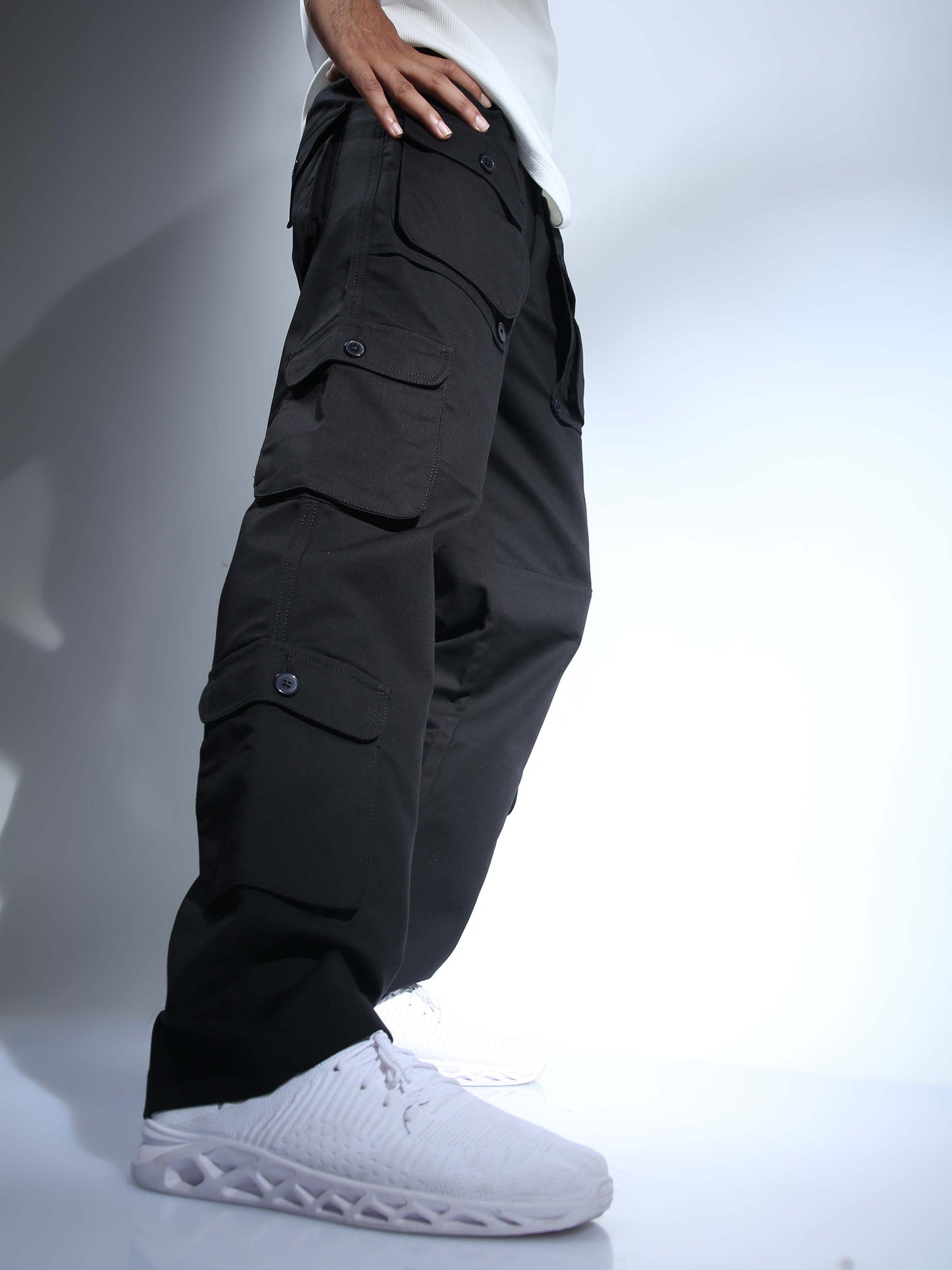 Men Black Hip Hop Baggy Cargo