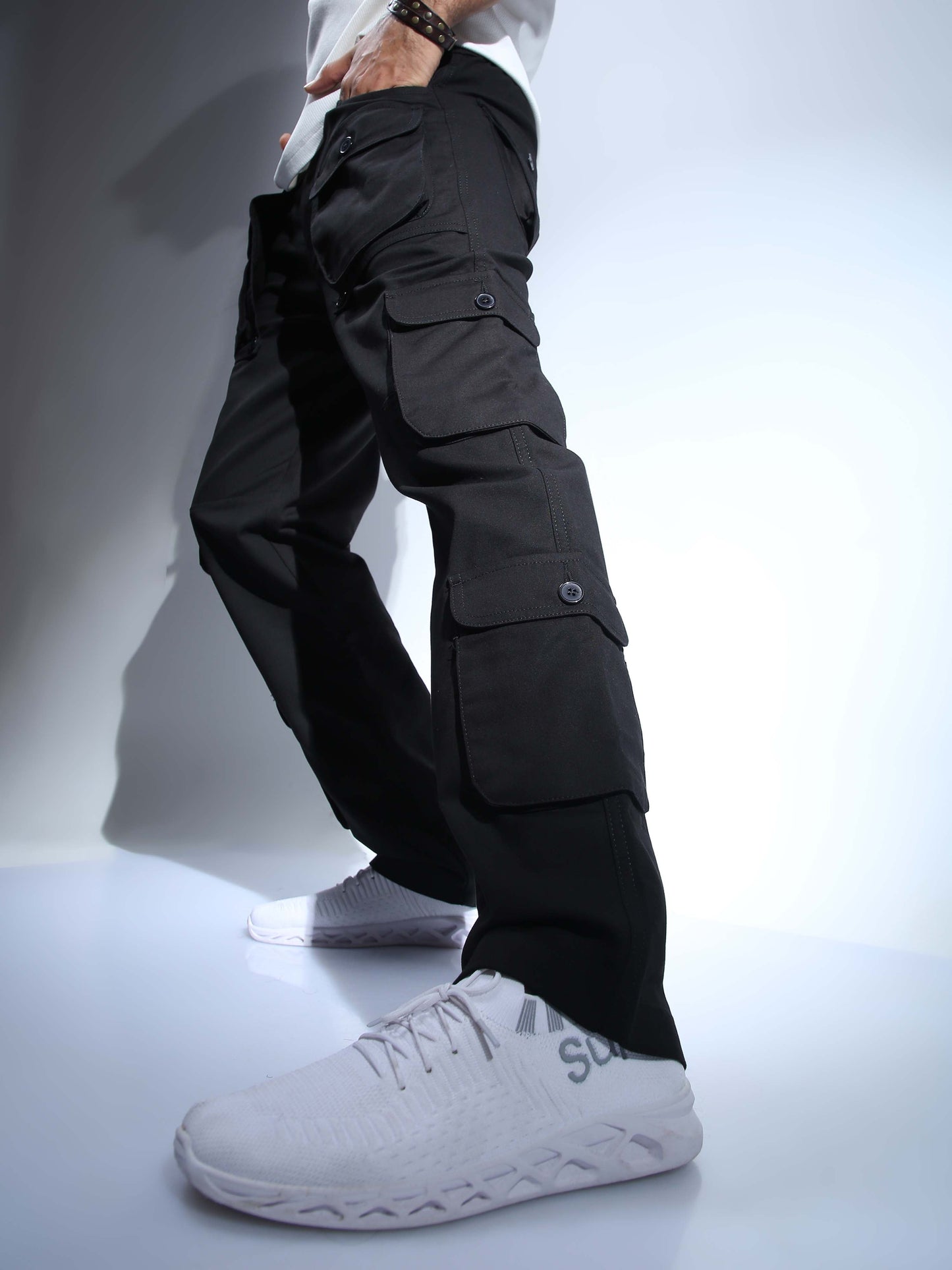 Men Black Hip Hop Baggy Cargo