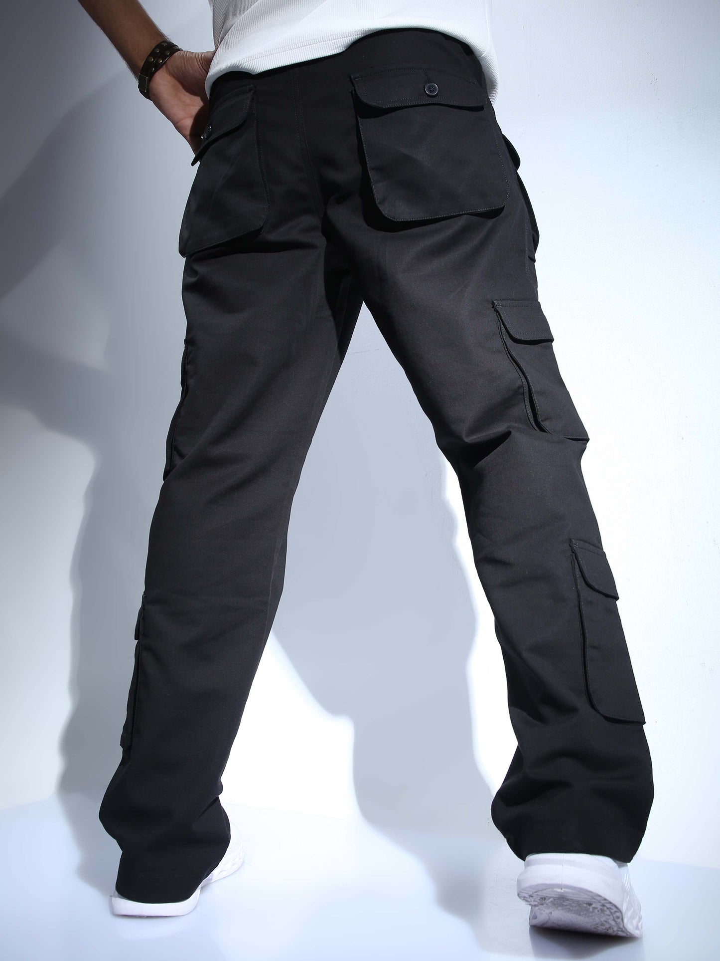 Men Black Hip Hop Baggy Cargo