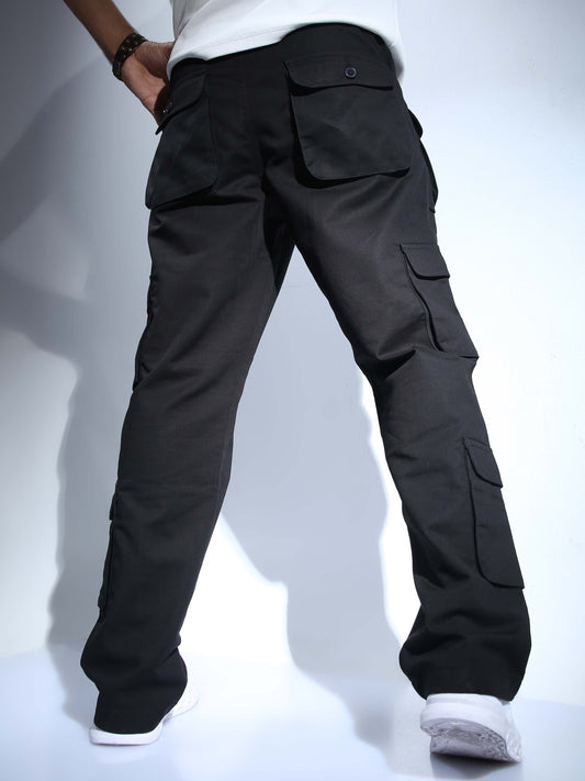 Men Black Hip Hop Baggy Cargo