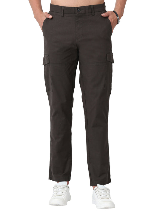 Men Lazy linen Cargo Pants-Olive