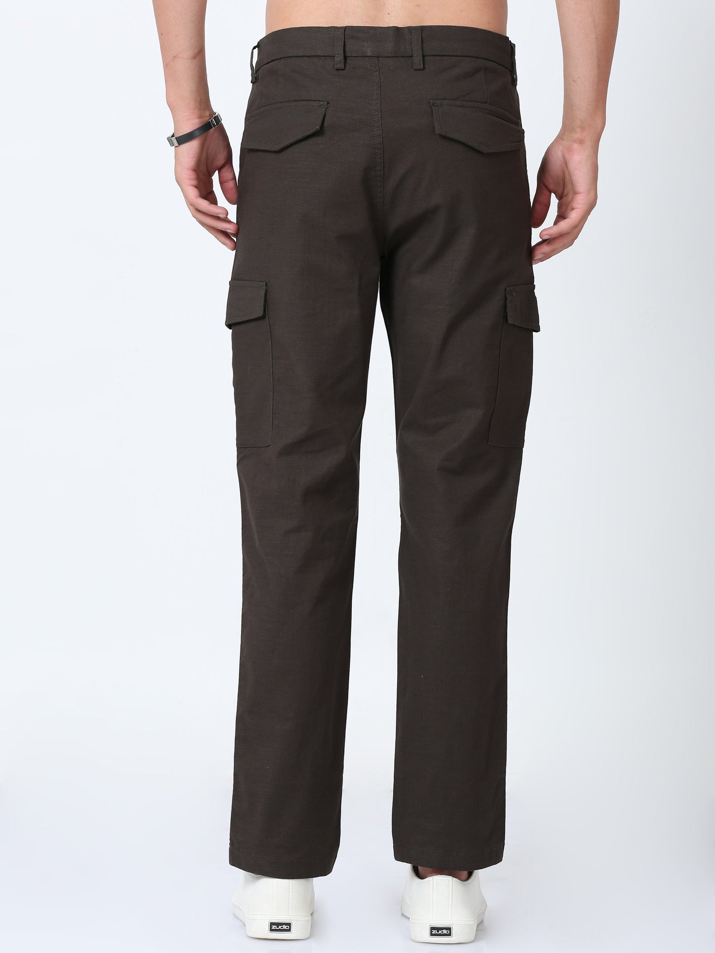 Men Lazy linen Cargo Pants-Olive