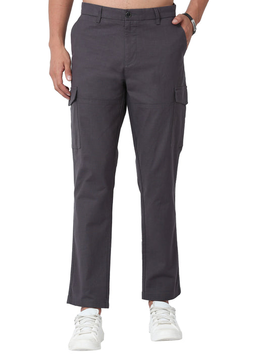 Men Lazy linen Cargo Pants-Grey
