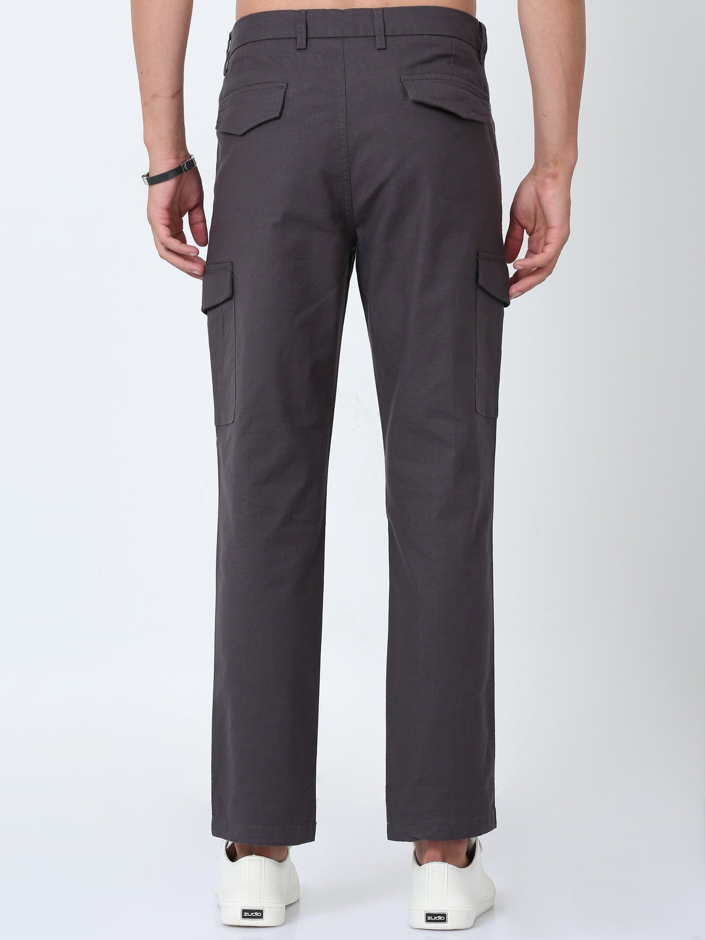 Men Lazy linen Cargo Pants-Grey