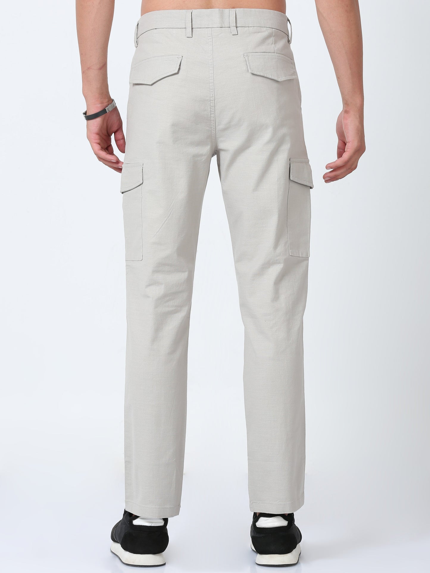 Men Lazy linen Cargo Pants-Stone