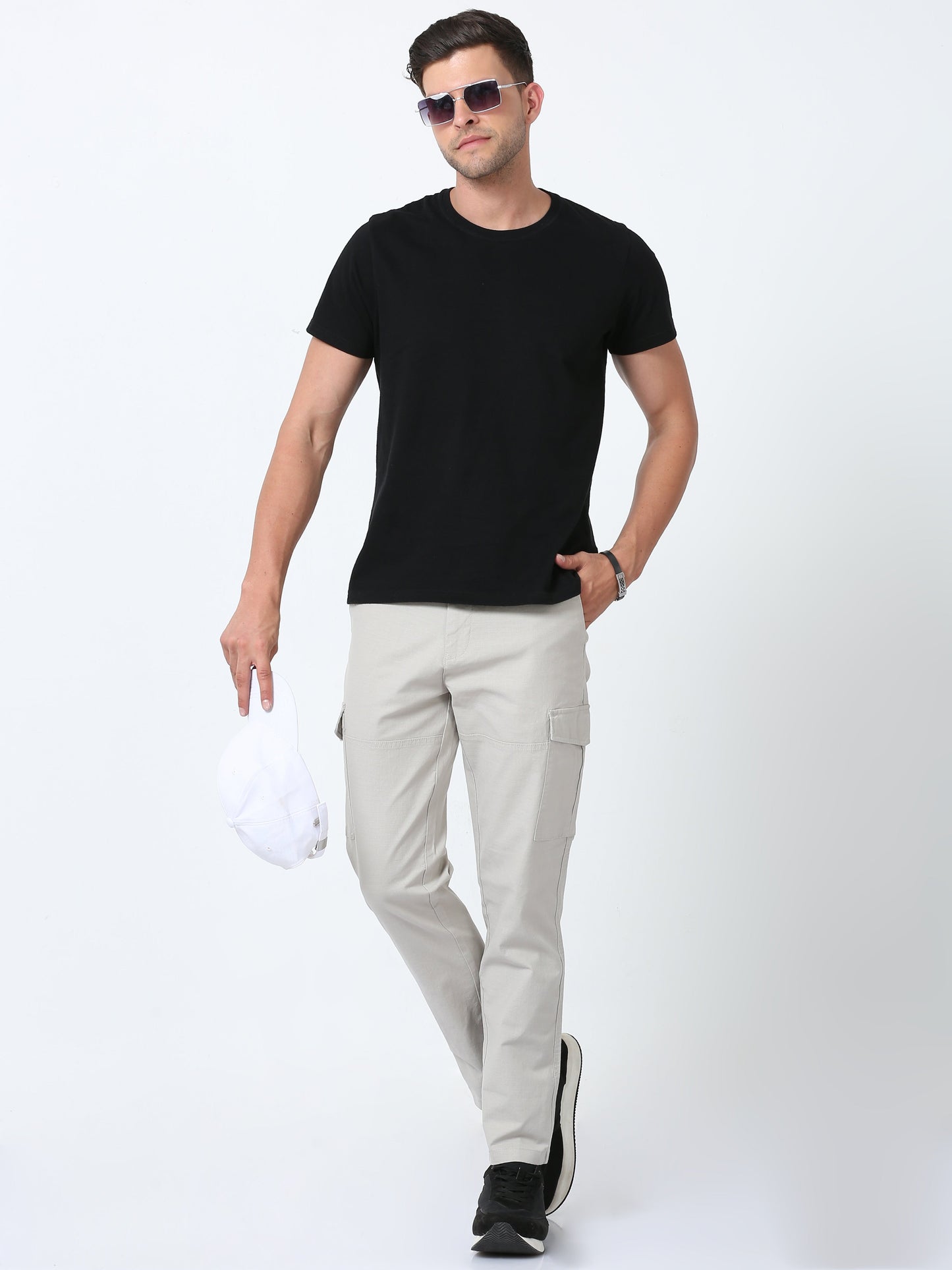Men Lazy linen Cargo Pants-Stone