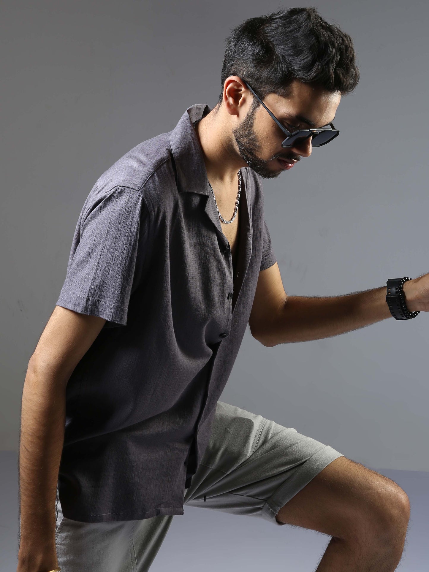 Men Natural Stretch Shirt - Grey