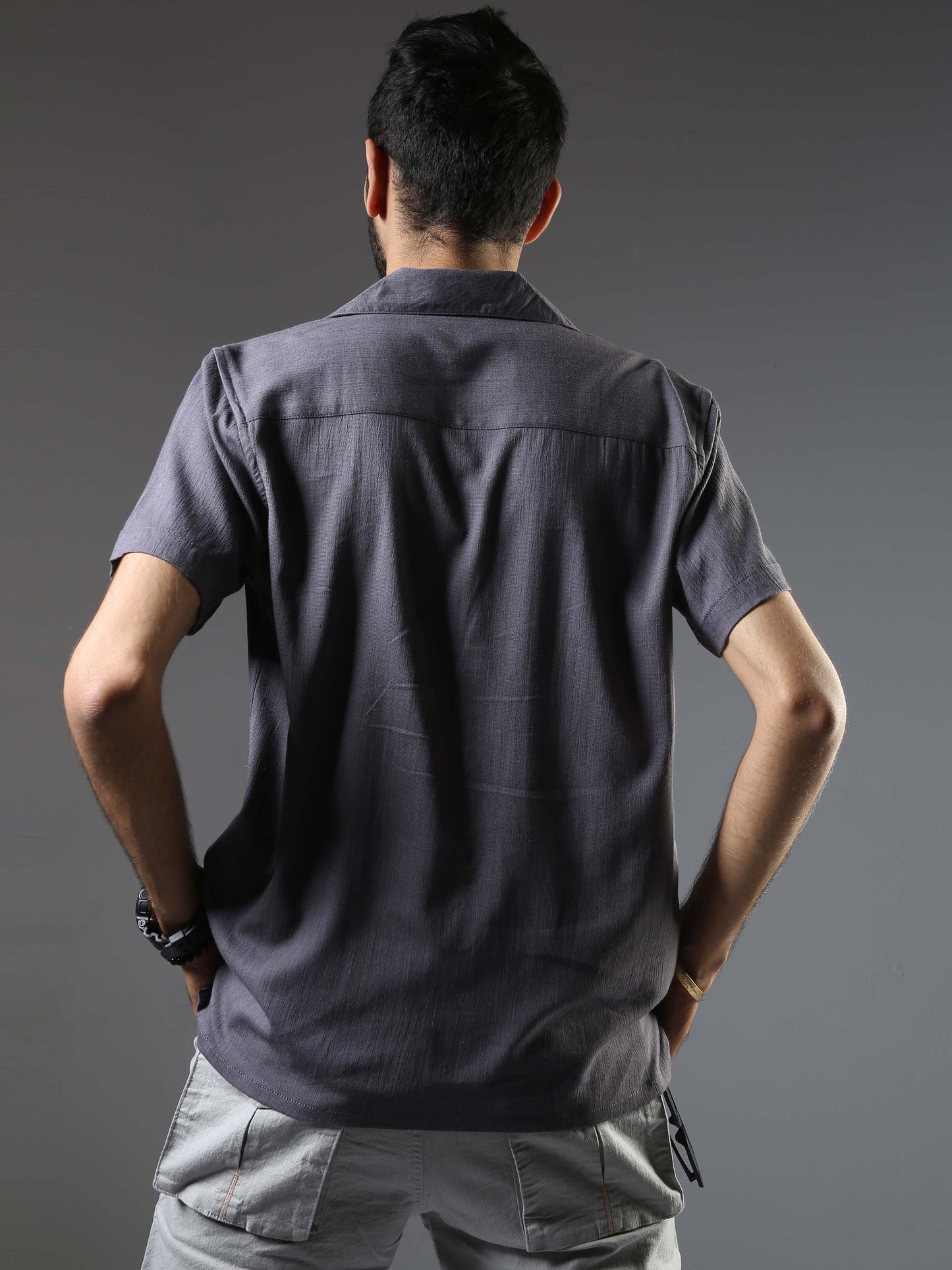 Men Natural Stretch Shirt - Grey