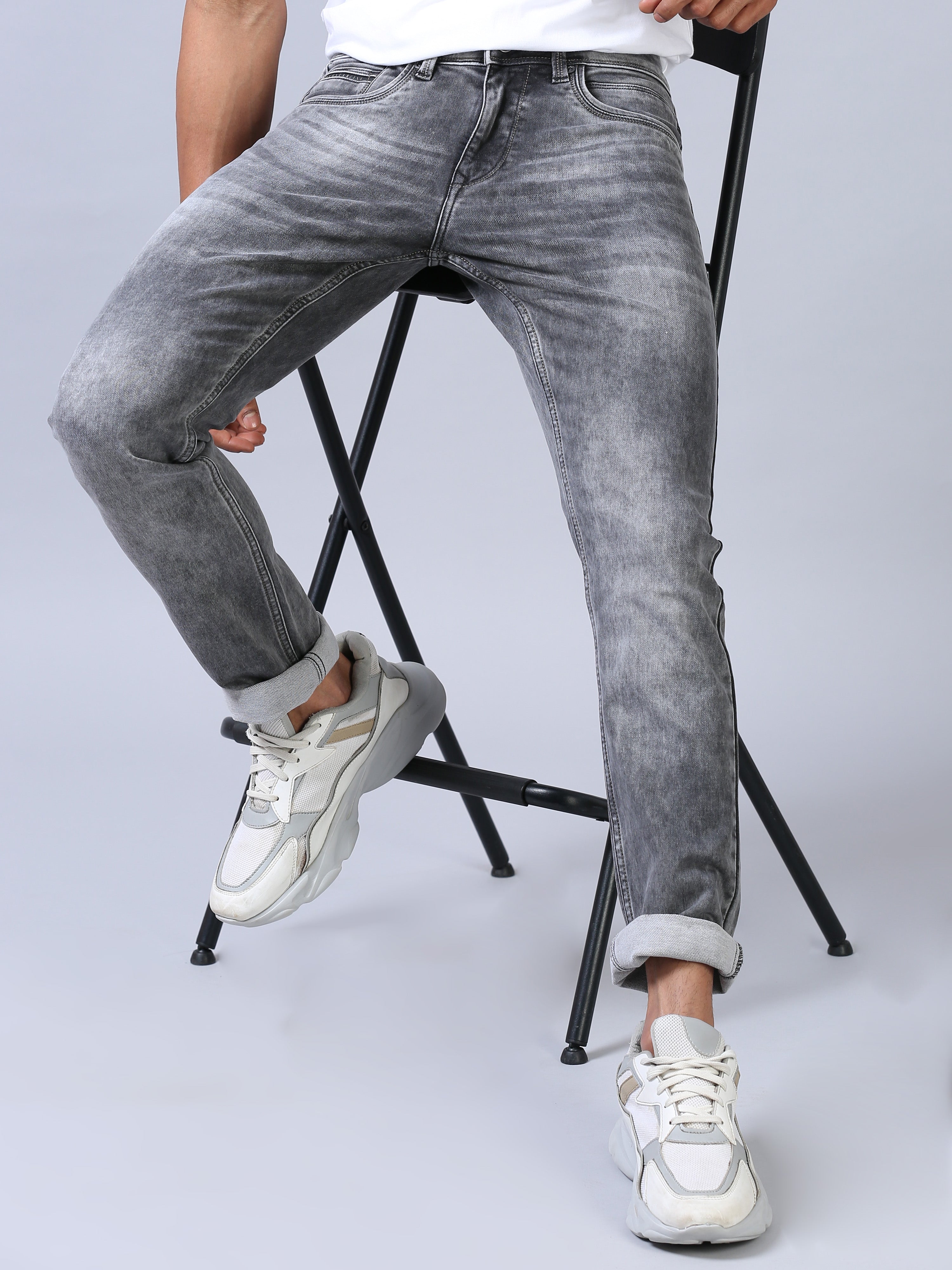 Ankle Fit Jeans- Ash Grey