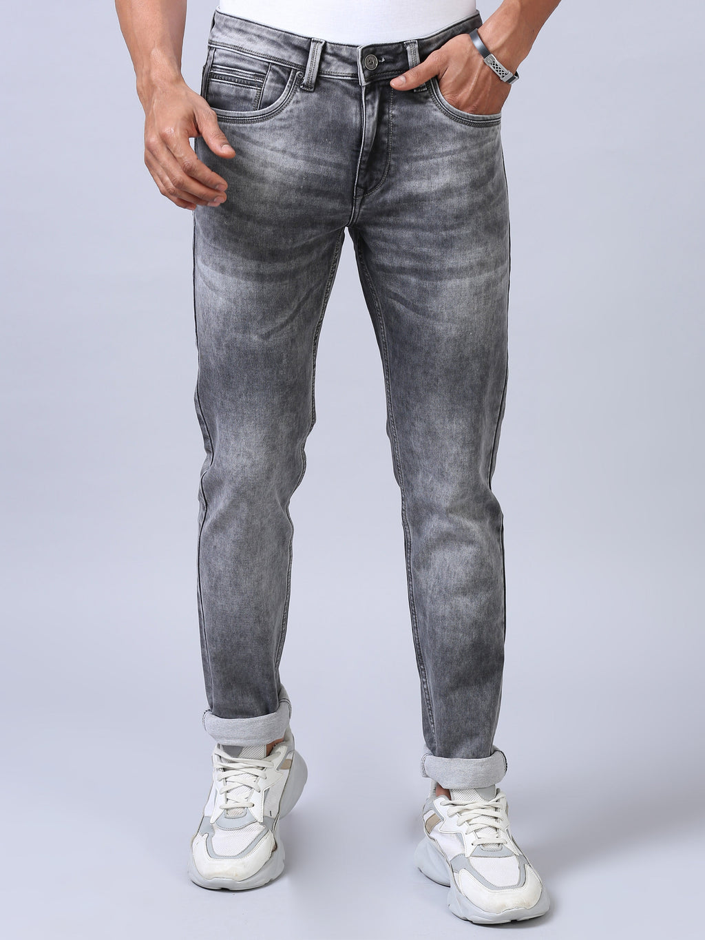 Ankle Fit Jeans- Ash Grey