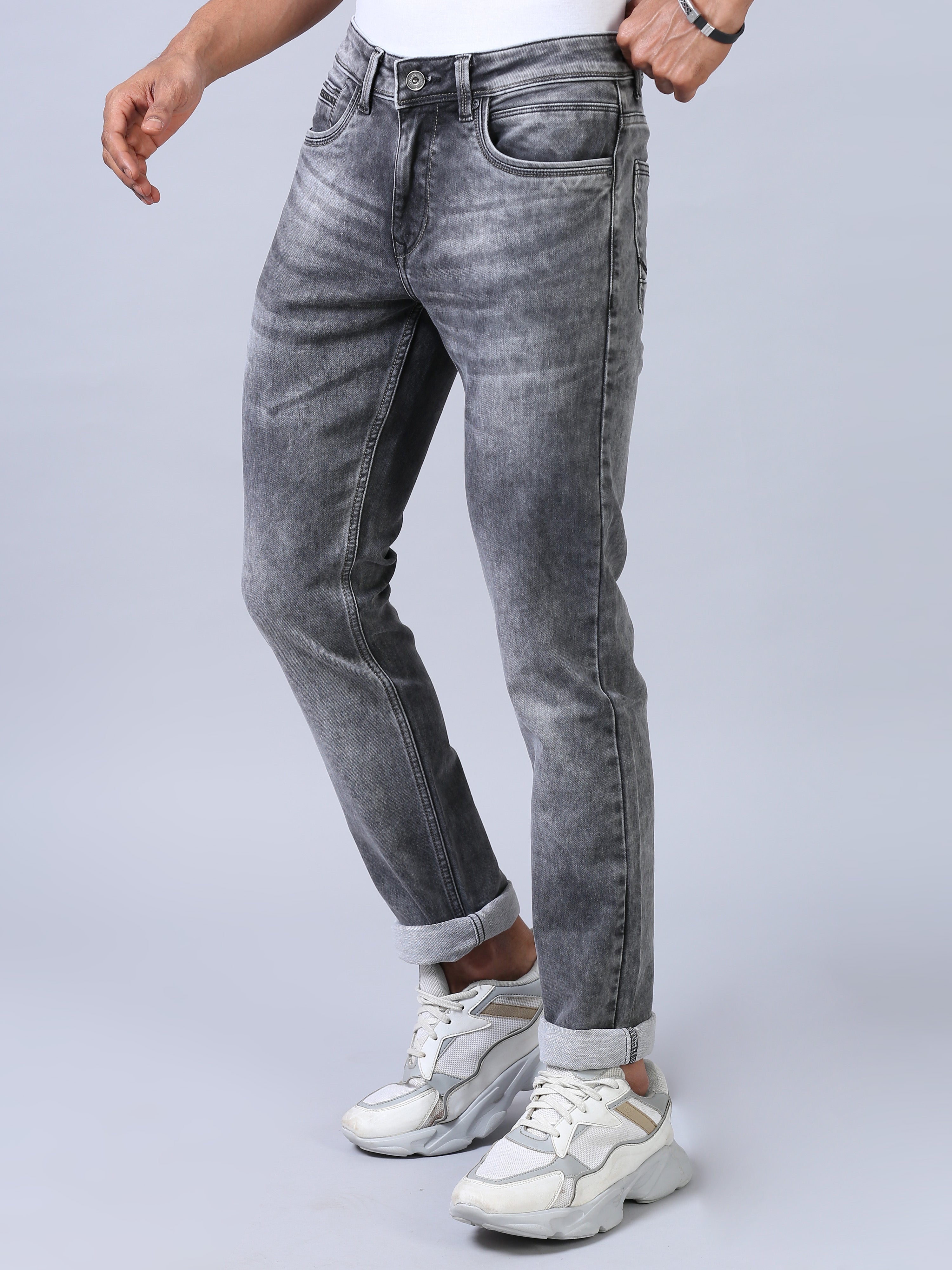 Ankle Fit Jeans- Ash Grey